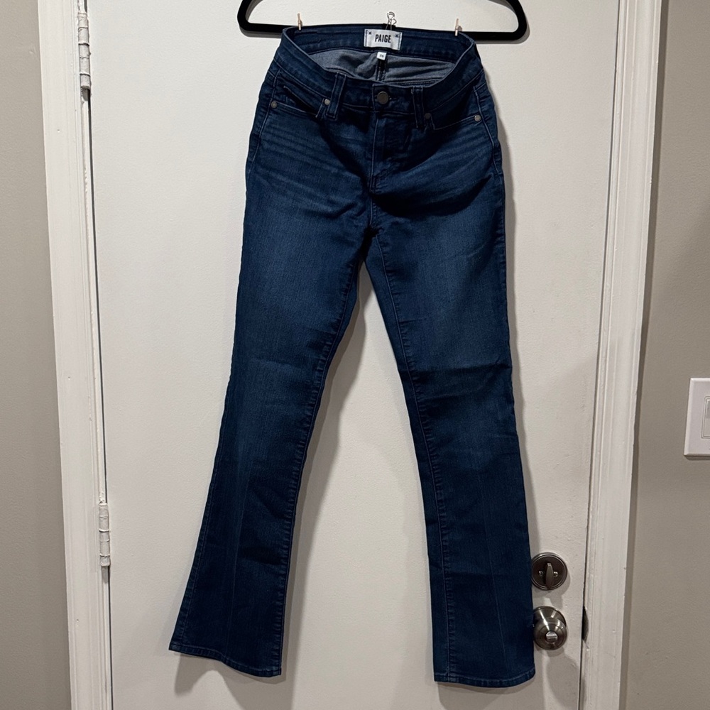 PAIGE Women's Dark Blue Boot Cut Jeans